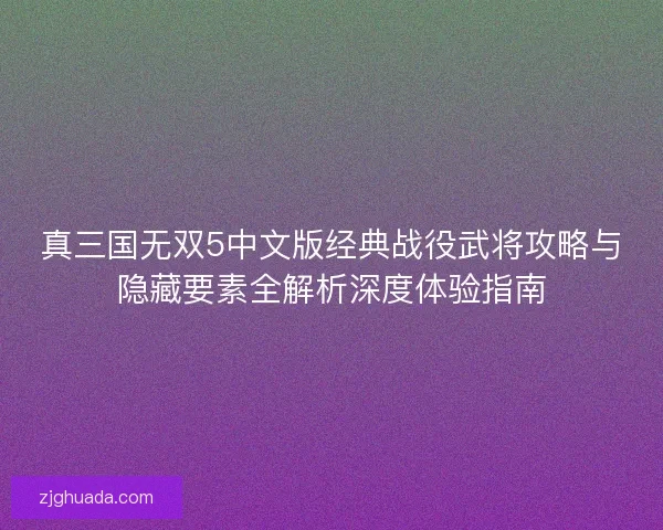 真三国无双5中文版经典战役武将攻略与隐藏要素全解析深度体验指南